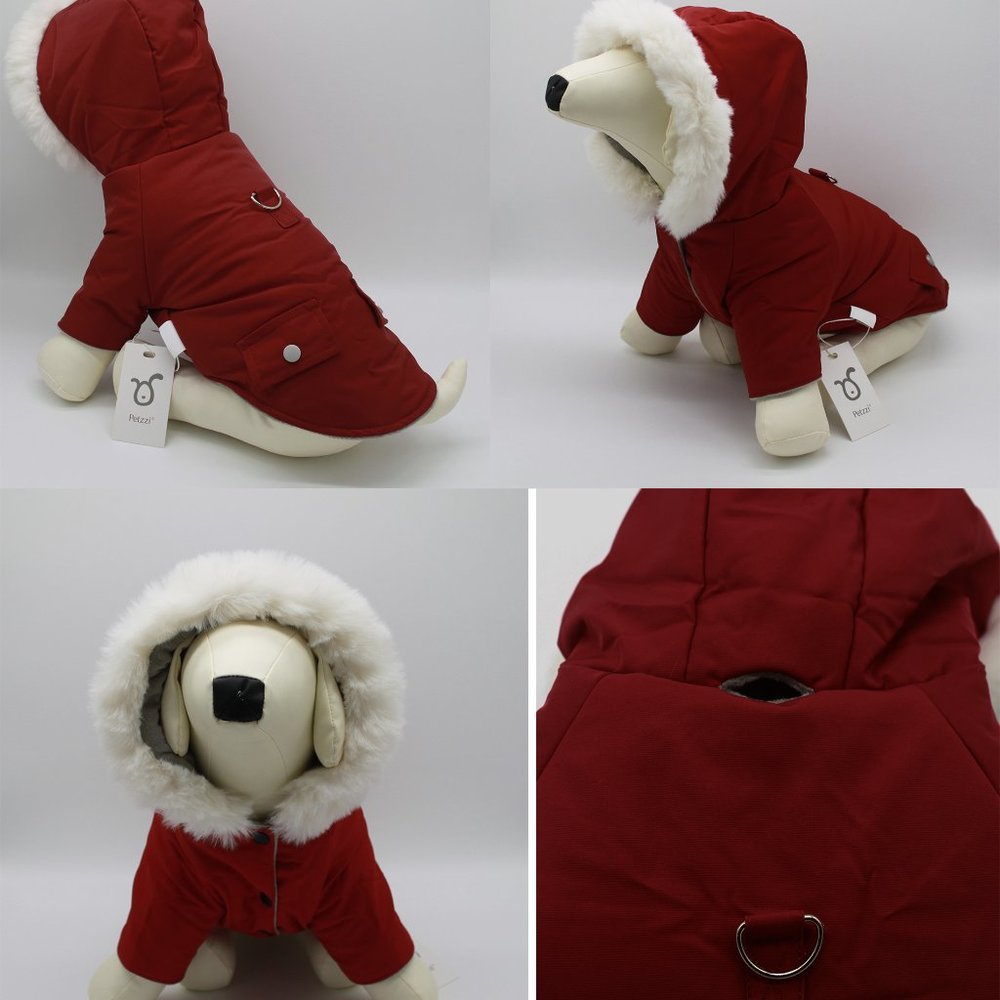 Petzzi Pet Dog Puppy Clothes Winter Insulated Coat Jacket Alexander Dark Red - Picture 6 of 9
